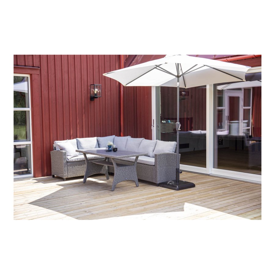 VENTURE DESIGN Leeds parasol 3m - gr aluminium og hvid polyester 