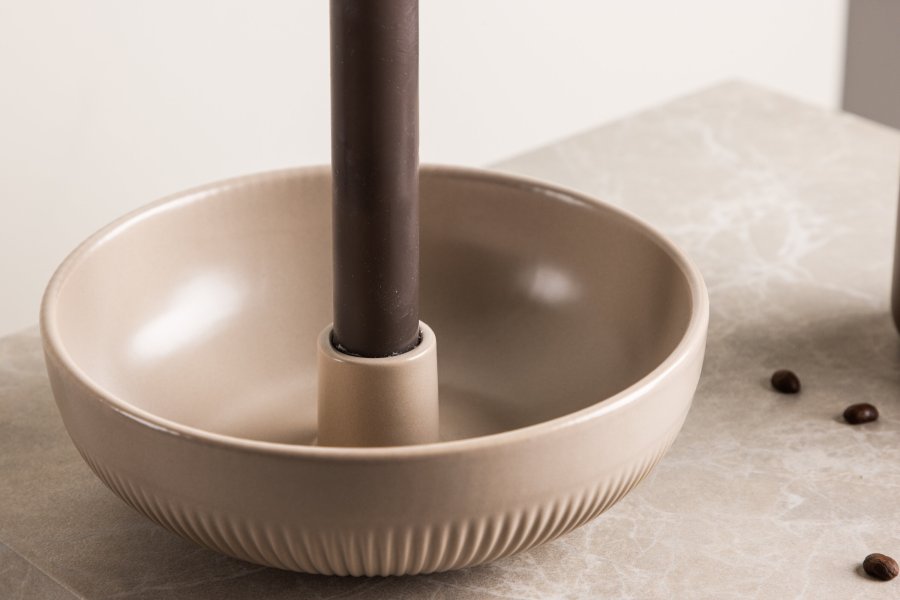 VENTURE DESIGN Posh lysestage, rund - beige stentj (B18x6)