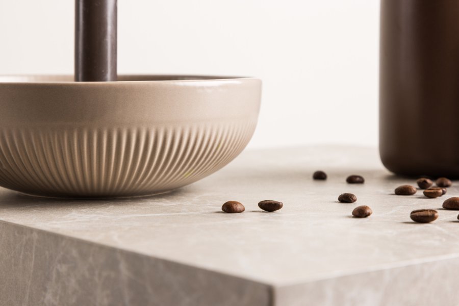 VENTURE DESIGN Posh lysestage, rund - beige stentj (B18x6)