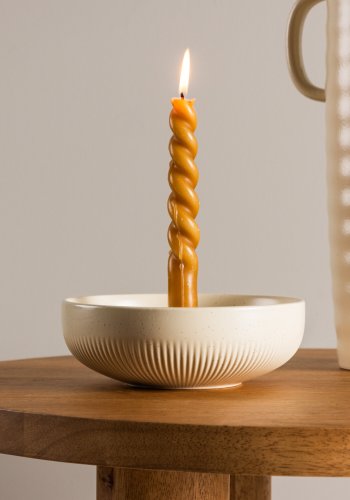 VENTURE DESIGN Posh lysestage, rund - beige/sorte prikker stentj (B18x6)