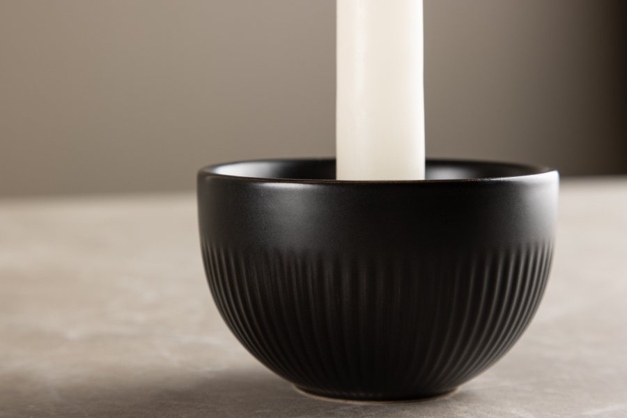 VENTURE DESIGN Posh lysestage, rund - mat sort stentj (B9xH6)