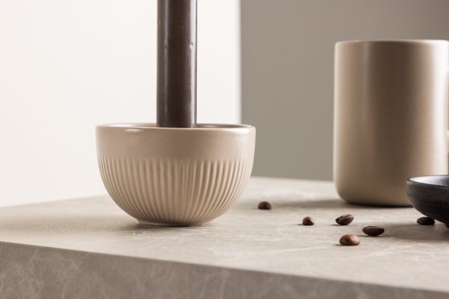 VENTURE DESIGN Posh lysestage, rund - beige stentj (B9xH6)