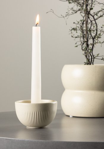 VENTURE DESIGN Posh lysestage, rund - beige/sorte prikker stentj (B9x6)