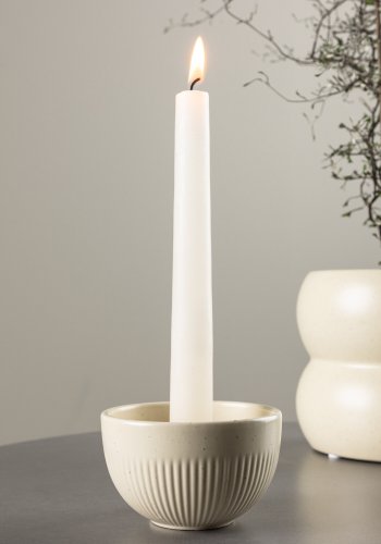 VENTURE DESIGN Posh lysestage, rund - beige/sorte prikker stentj (B9x6)