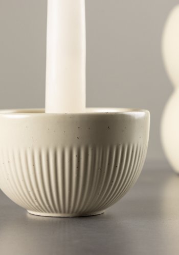 VENTURE DESIGN Posh lysestage, rund - beige/sorte prikker stentj (B9x6)