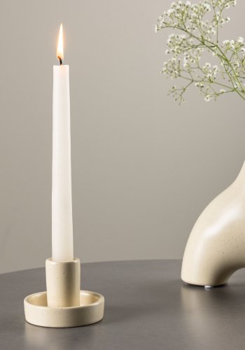 VENTURE DESIGN Ceco lysestage, rund - hvid/sorte prikker stentj (B11xH6)