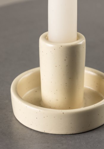 VENTURE DESIGN Ceco lysestage, rund - hvid/sorte prikker stentj (B11xH6)