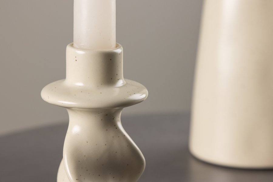 VENTURE DESIGN Glory lysestage - beige/prikker stentj (D6xH12)