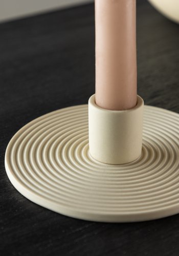 VENTURE DESIGN Dian lysestage, rund - beige Colour Clay (B12xH4)