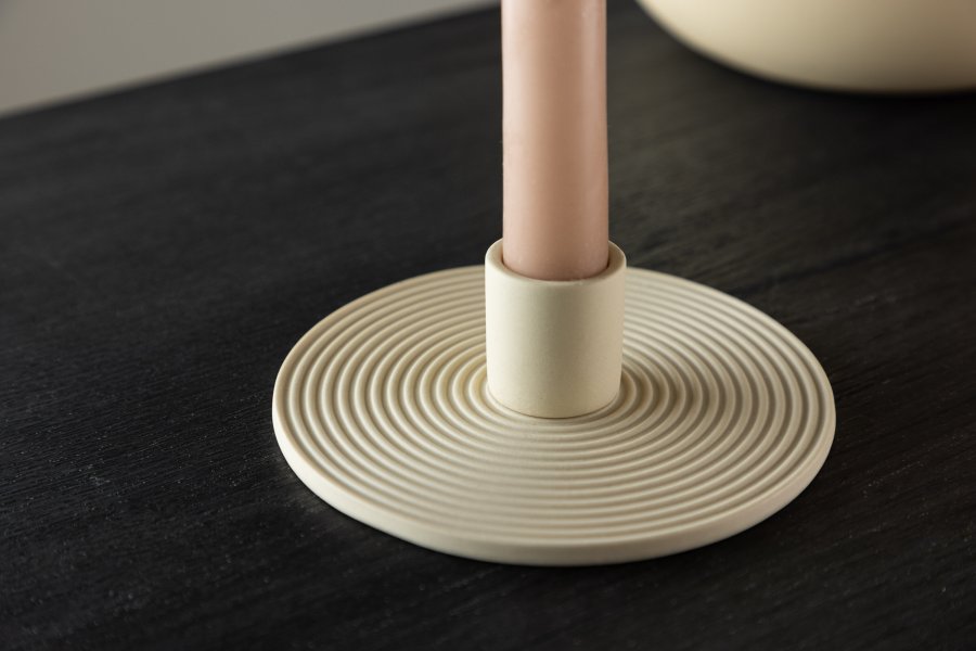 VENTURE DESIGN Dian lysestage, rund - beige Colour Clay (B12xH4)