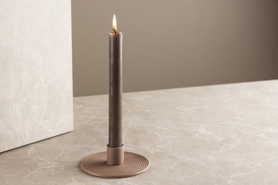 VENTURE DESIGN Dian lysestage, rund - brun Colour Clay (B12xH4)