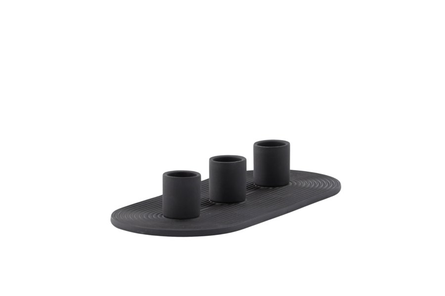 VENTURE DESIGN Dian lysestage, oval - sort farve ler (4x24x10,5)