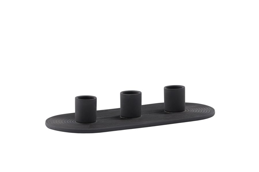 VENTURE DESIGN Dian lysestage, oval - sort farve ler (4x24x10,5)