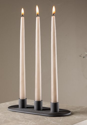 VENTURE DESIGN Dian lysestage, oval - sort farve ler (4x24x10,5)