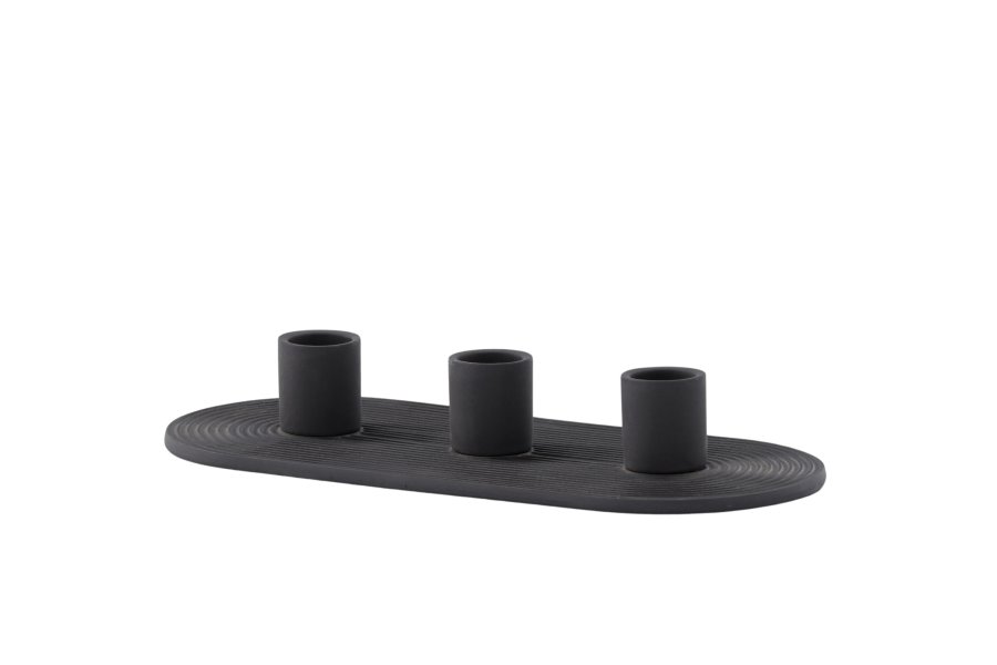 VENTURE DESIGN Dian lysestage, oval - sort farve ler (4x24x10,5)