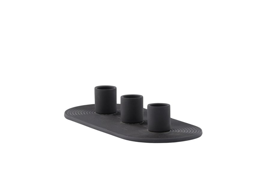 VENTURE DESIGN Dian lysestage, oval - sort farve ler (4x24x10,5)