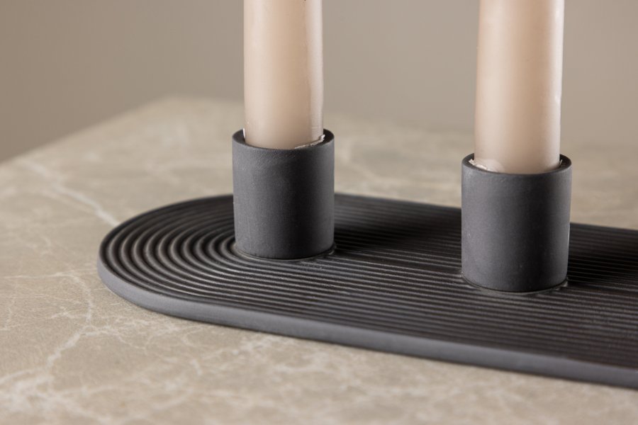 VENTURE DESIGN Dian lysestage, oval - sort farve ler (4x24x10,5)