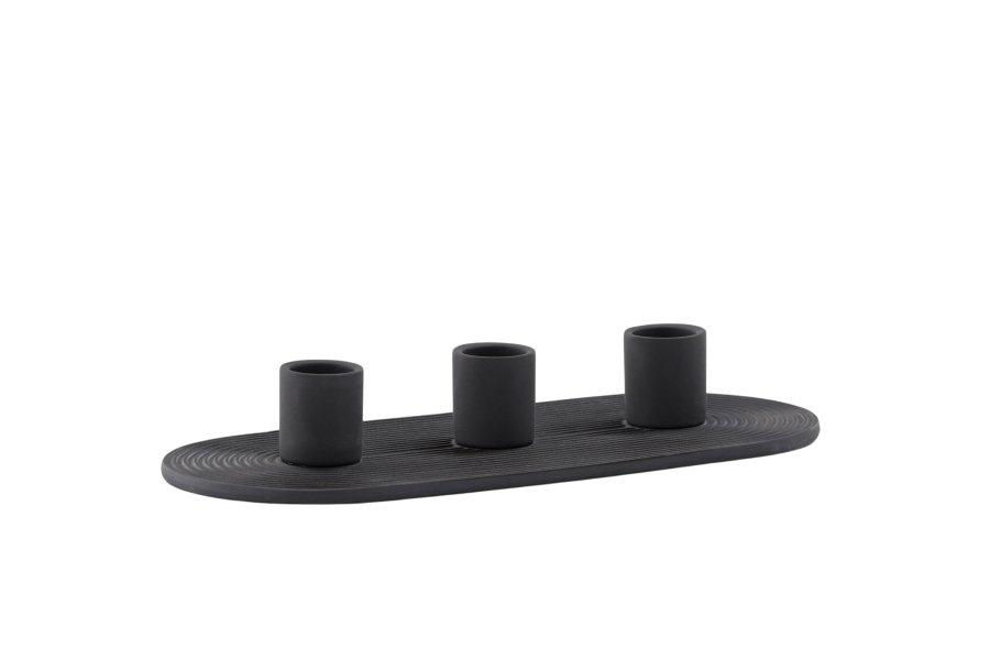 VENTURE DESIGN Dian lysestage, oval - sort farve ler (4x24x10,5)