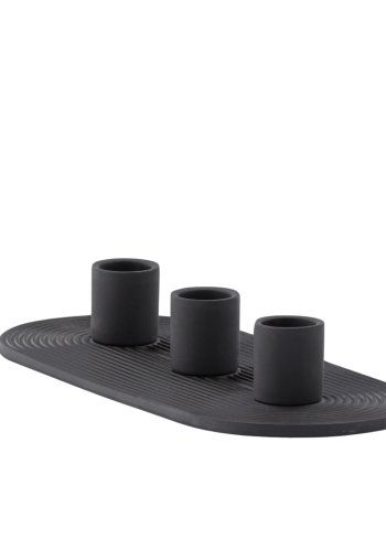 VENTURE DESIGN Dian lysestage, oval - sort farve ler (4x24x10,5)