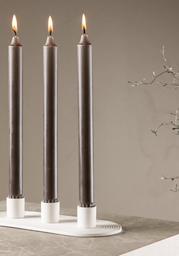 VENTURE DESIGN Dian lysestage, oval - hvid farve ler (4x24x10,5)