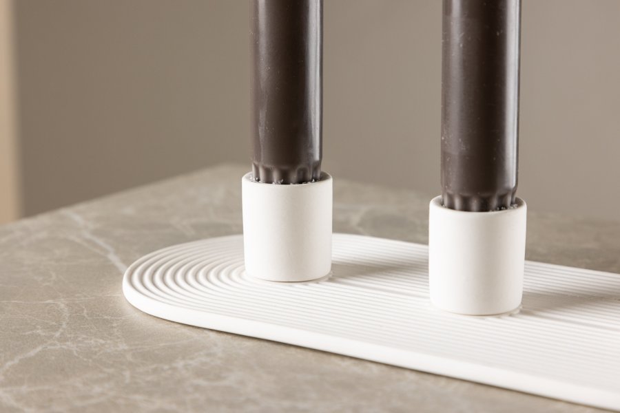 VENTURE DESIGN Dian lysestage, oval - hvid farve ler (4x24x10,5)