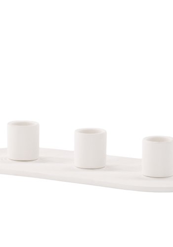 VENTURE DESIGN Dian lysestage, oval - hvid farve ler (4x24x10,5)