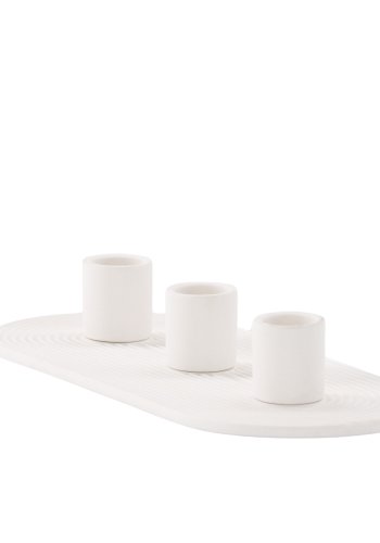 VENTURE DESIGN Dian lysestage, oval - hvid farve ler (4x24x10,5)