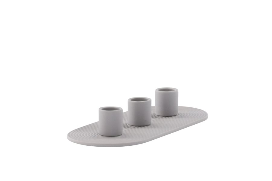 VENTURE DESIGN Dian lysestage, oval - gr farve ler (4x24x10,5)