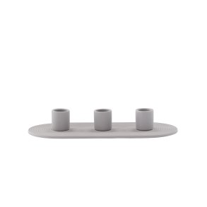 VENTURE DESIGN Dian lysestage, oval - gr farve ler (4x24x10,5)