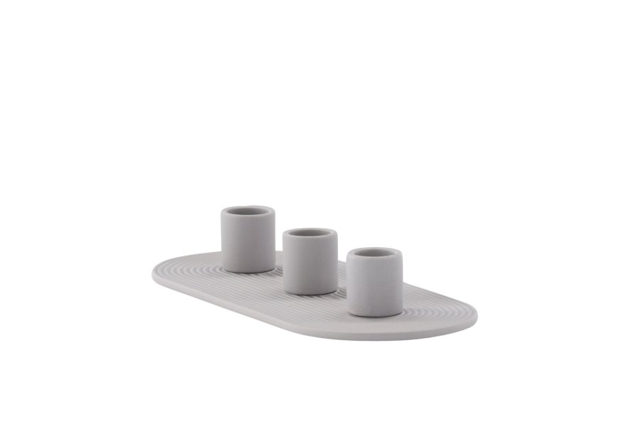 VENTURE DESIGN Dian lysestage, oval - gr farve ler (4x24x10,5)