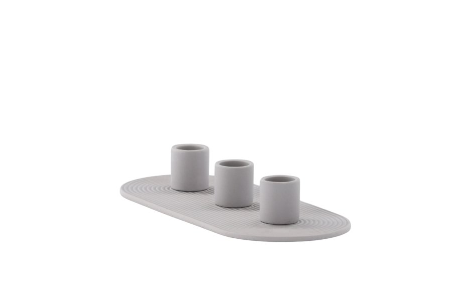 VENTURE DESIGN Dian lysestage, oval - gr farve ler (4x24x10,5)