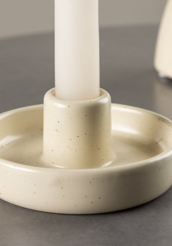 VENTURE DESIGN Otis lysestage, rund - beige/sorte prikker stentj (11xH5)