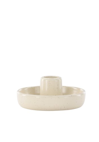 VENTURE DESIGN Otis lysestage, rund - beige/sorte prikker stentj (11xH5)