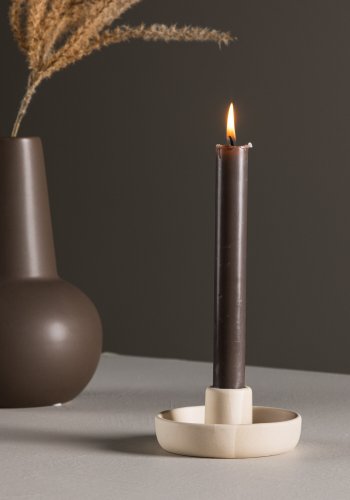 VENTURE DESIGN Otis lysestage, rund - beige/gr stentj (B11xH5)