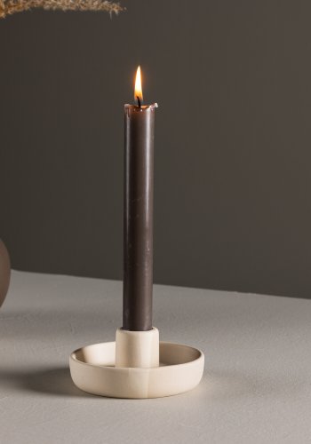 VENTURE DESIGN Otis lysestage, rund - beige/gr stentj (B11xH5)