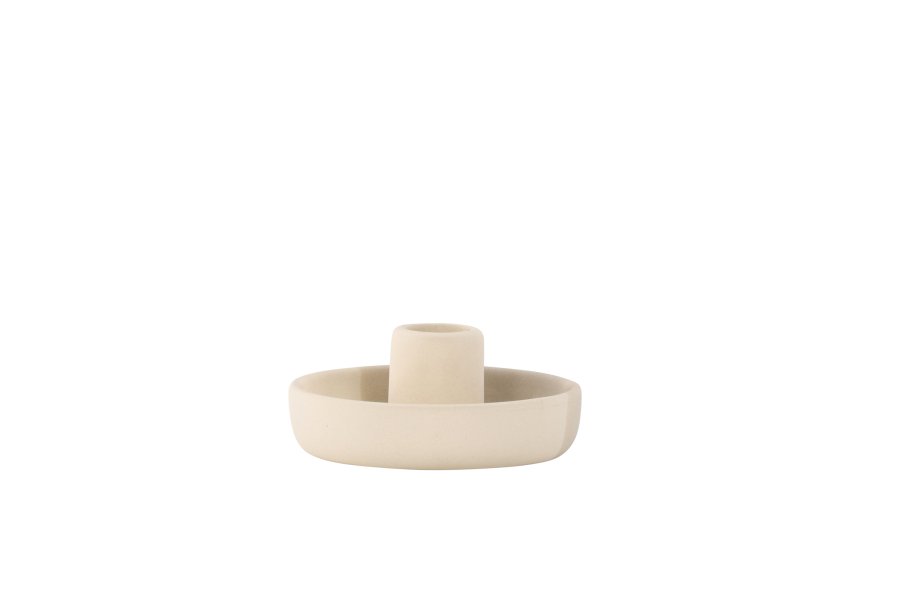 VENTURE DESIGN Otis lysestage, rund - beige/gr stentj (B11xH5)