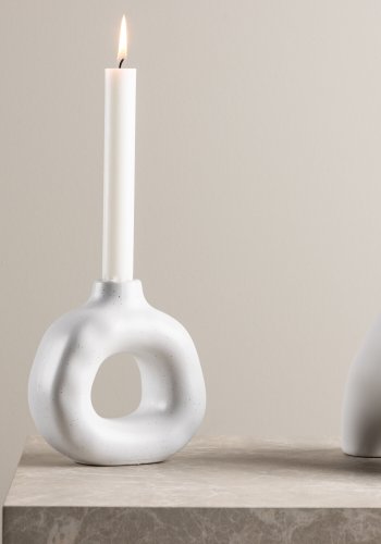 VENTURE DESIGN Judi lysestage - hvide/sorte prikker stentj (13x6x13H)