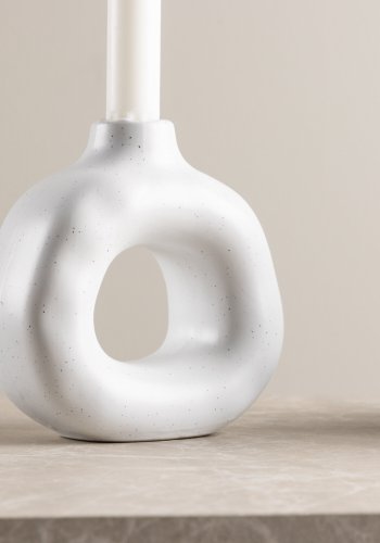 VENTURE DESIGN Judi lysestage - hvide/sorte prikker stentj (13x6x13H)