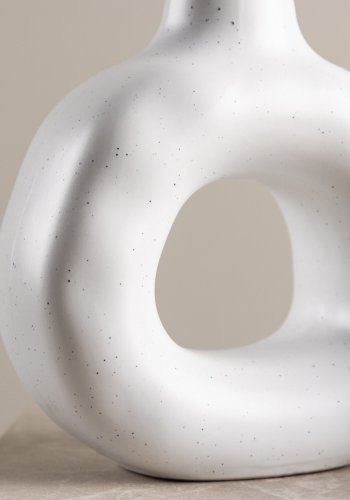 VENTURE DESIGN Judi lysestage - hvide/sorte prikker stentj (13x6x13H)