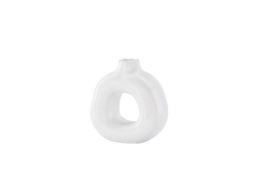 VENTURE DESIGN Judi lysestage - hvide/sorte prikker stentj (13x6x13H)