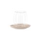 VENTURE DESIGN Archy lysestage, rund - klar glas og beige stentj (12xH9,5)