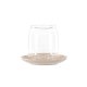 VENTURE DESIGN Archy lysestage, rund - klar glas og beige stentj (12xH9,5)