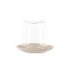 VENTURE DESIGN Archy lysestage, rund - klar glas og beige stentj (12xH9,5)