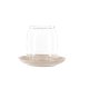 VENTURE DESIGN Archy lysestage, rund - klar glas og beige stentj (12xH9,5)