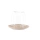 VENTURE DESIGN Archy lysestage, rund - klar glas og beige stentj (12xH9,5)