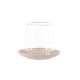 VENTURE DESIGN Archy lysestage, rund - klar glas og beige stentj (12xH9,5)