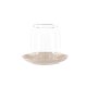 VENTURE DESIGN Archy lysestage, rund - klar glas og beige stentj (12xH9,5)