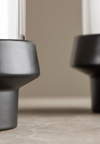 VENTURE DESIGN Davida lysestage, rund - klar glas og sort stentj (13xH20)