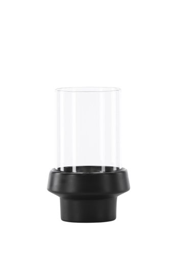 VENTURE DESIGN Davida lysestage, rund - klar glas og sort stentj (13xH20)
