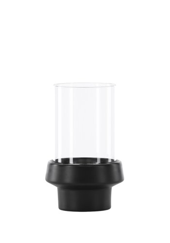 VENTURE DESIGN Davida lysestage, rund - klar glas og sort stentj (13xH20)